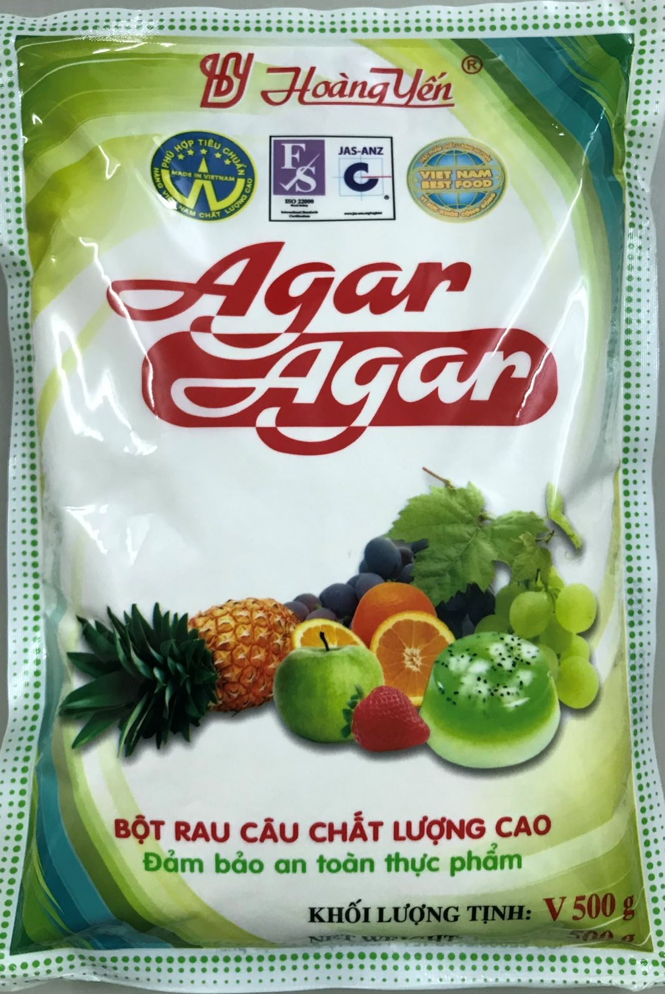 Bột thạch rau câu giòn (Agar - Agar) 500g - Rau câu Hoàng Yến Hải Phòng